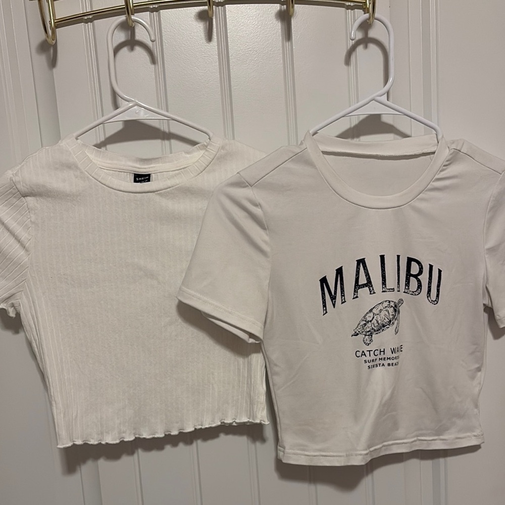 SHEIN White Crop Tops Set